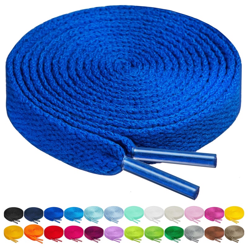 Birch Shoelaces in 27 Colors Flat 5/16" Shoe Laces in 4 Different Lengths (45.5" (115cm), Blue) - Image 1